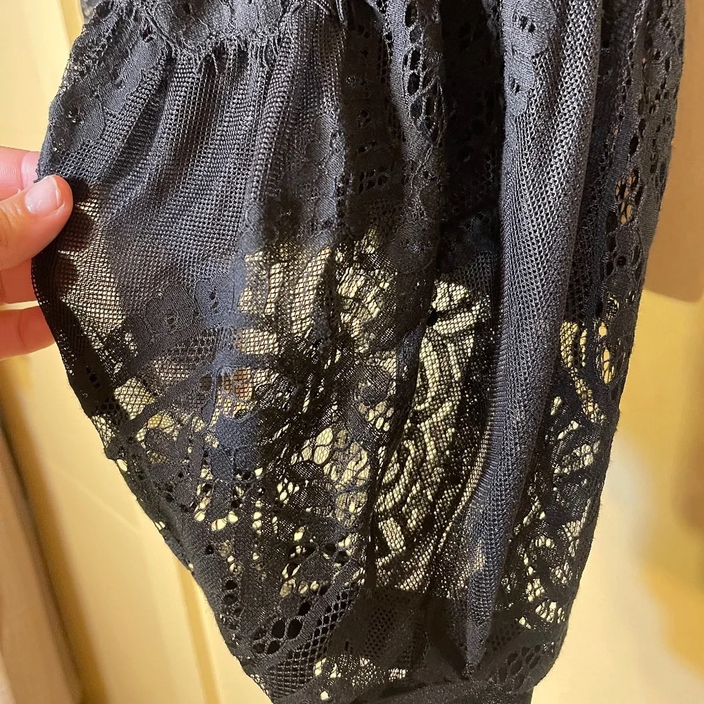 Free People Black Velvet Lace Top